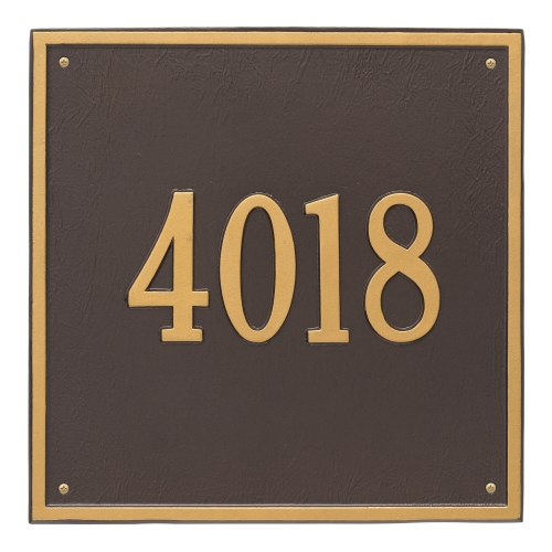 Personalized Square Bronze & Gold Finish, Estate Wall with One Line of Text