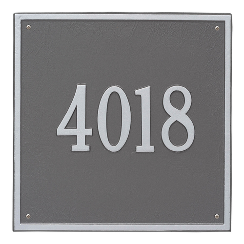 Personalized Square Pewter & Silver Finish, Estate Wall with One Line of Text