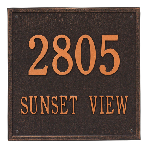 Personalized Square Oil Rubbed Bronze Finish, Estate Wall with Two Lines of Text