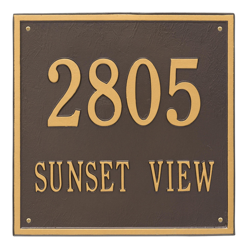 Personalized Square Bronze & Gold Finish, Estate Wall with Two Lines of Text