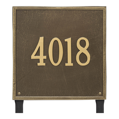 Personalized Square Antique Brass Finish, Estate Lawn with One Line of Text