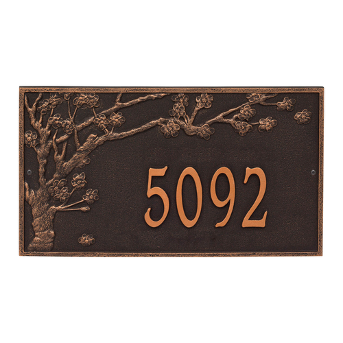 Personalized Spring Blossom Oil Rubbed Bronze Finish, Estate Wall with One Line of Text