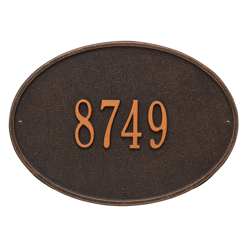 Hawthorne Oval Address Plaque with a Oil Rubbed Bronze Finish, Standard Wall Mount with One Line of Text