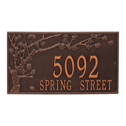 Personalized Spring Blossom Antique Copper Finish, Estate Wall with Two Lines of Text