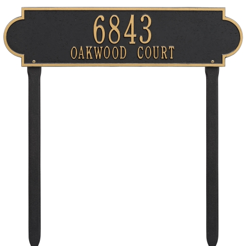 Personalized Richmond Black & Gold Finish, Estate Lawn with Two Lines of Text