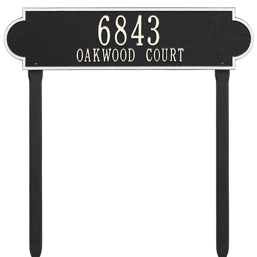 Personalized Richmond Black & White Finish, Estate Lawn with Two Lines of Text