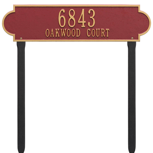 Personalized Richmond Red & Gold Finish, Estate Lawn with Two Lines of Text