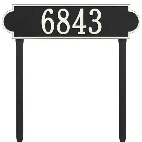Personalized Richmond Black & White Finish, Estate Lawn with One Line of Text