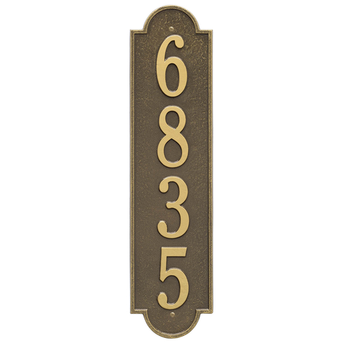 Personalized Richmond Style Vertical Estate Wall Plaque with a Antique Brass Finish