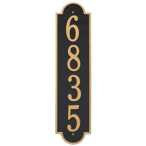 Personalized Richmond Style Vertical Estate Wall Plaque with a Black & Gold Finish