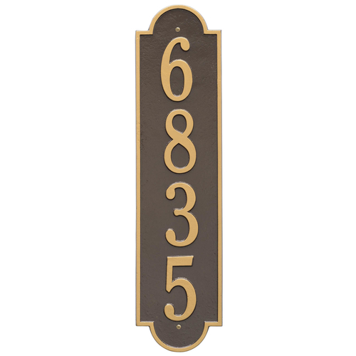Personalized Richmond Style Vertical Estate Wall Plaque with a Bronze & Gold Finish
