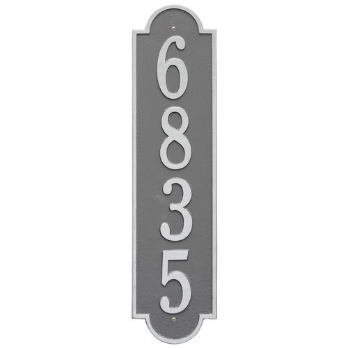 Personalized Richmond Style Vertical Estate Wall Plaque with a Pewter & Silver Finish