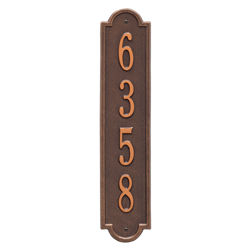 Personalized Richmond Style Vertical Wall Plaque with a Antique Copper Finish