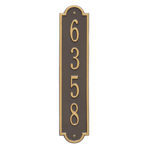 Personalized Richmond Style Vertical Wall Plaque with a Bronze & Gold Finish