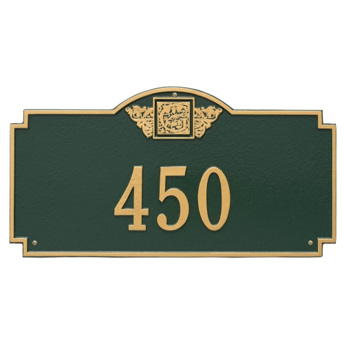 Address Plaque with your Monogram with a Green & Gold Finish, Estate Wall Mount with One Line of Text