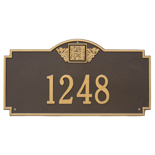 Address Plaque with your Monogram with a Bronze & Gold Finish, Estate Wall Mount with One Line of Text