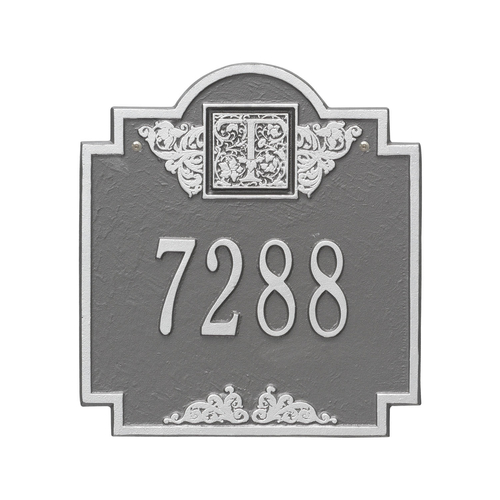 Address Plaque with your Monogram with a Pewter & Silver Finish