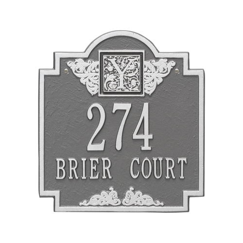 Square Shaped Address Plaque with your Monogram with a Pewter & Silver Finish