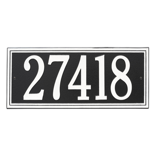 Rectangle Shape Double Line Address Plaque with a Black & White Finish, Estate Wall Mount with One Line of Text