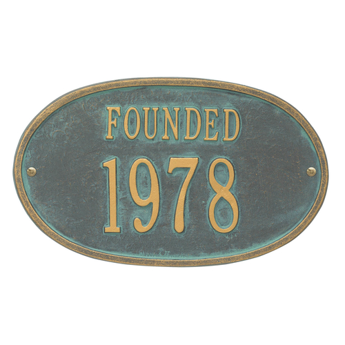 Founded Date Personalized Plaque Bronze Verdigris