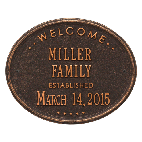 Welcome Oval FAMILY Established Personalized Plaque Oil Rubbed Bronze