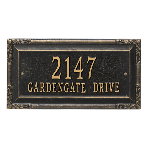 Personalized Gardengate Black & Gold Plaque Grande Wall with Two Lines of Text