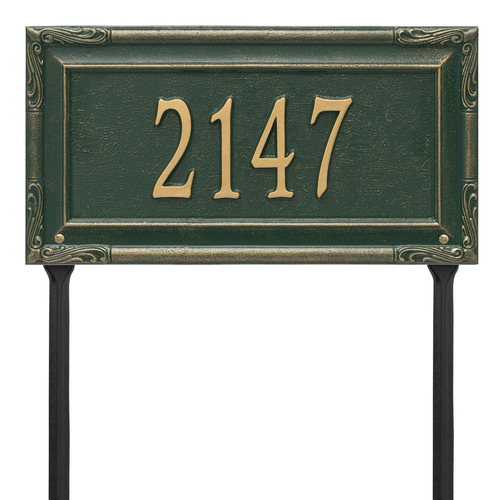 Personalized Gardengate Green & Gold Plaque Grande Lawn with One Line of Text