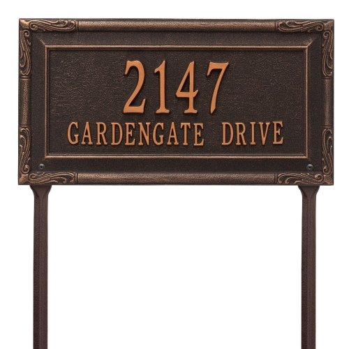 Personalized Gardengate Oil Rubbed Bronze Plaque Grande Lawn with Two Lines of Text
