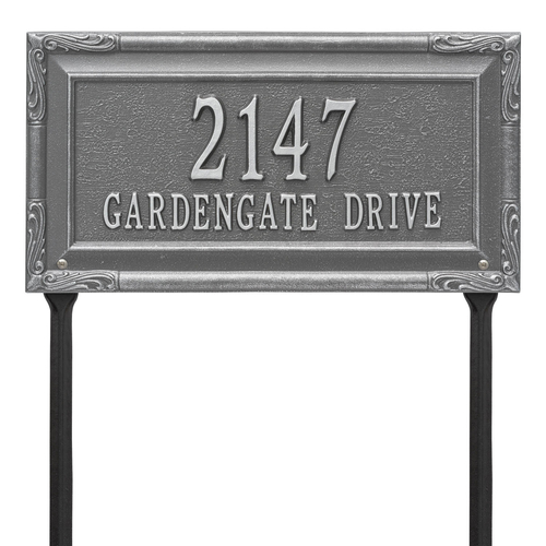 Personalized Gardengate Pewter & Silver Plaque Grande Lawn with Two Lines of Text