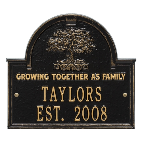 Family Tree Anniversary Wedding Personalized Plaque Black & Gold