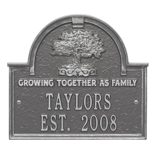 Family Tree Anniversary Wedding Personalized Plaque Pewter & Silver