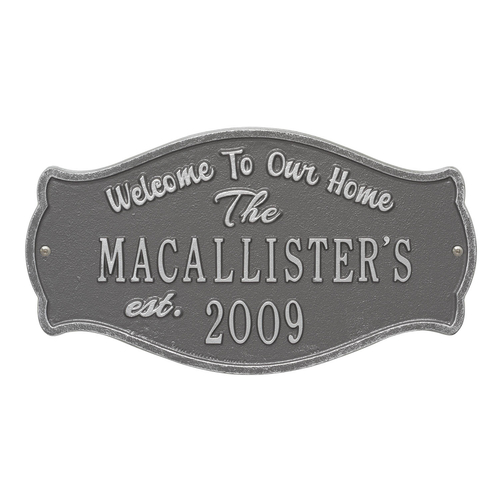 Fluted Arch Welcome Anniversary Personalized Plaque Pewter & Silver