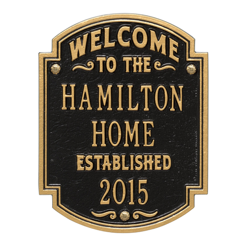 Heritage Welcome Anniversary Personalized Plaque Black & Gold