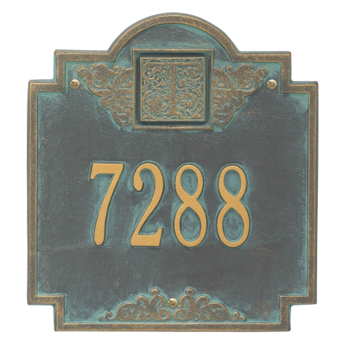 Monogram Address Personalized Plaque Bronze Verdigris