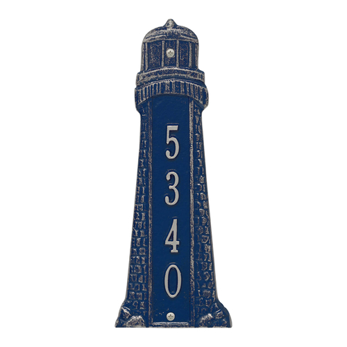 Personalized Lighthouse Vertical Plaque Dark Blue & Silver