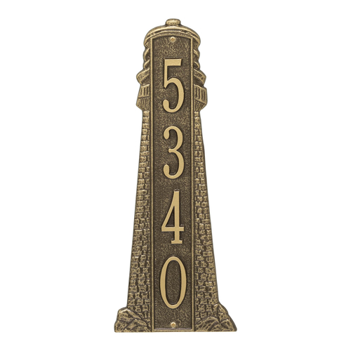 Personalized Lighthouse Vertical Grande Plaque Antique Brass
