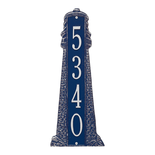 Personalized Lighthouse Vertical Grande Plaque Dark Blue & White