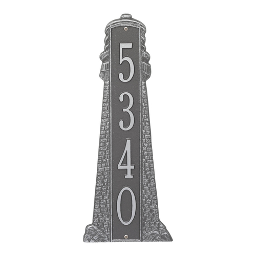 Personalized Lighthouse Vertical Grande Plaque Pewter Silver