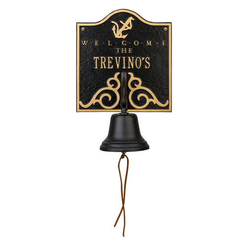 Personalized Anchor Bell Welcome Plaque Black & Gold
