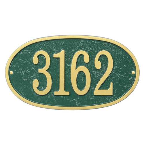 Fast & Easy Oval House Numbers Plaque Green and Gold