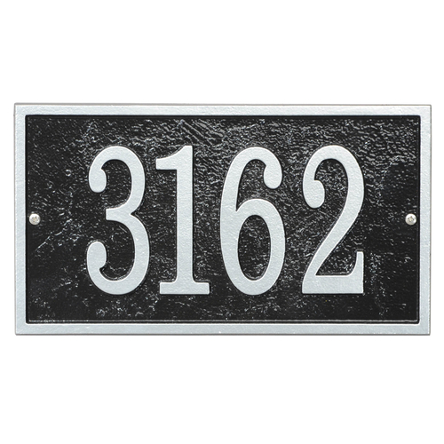 Fast & Easy Rectangle House Numbers Plaque Black and Silver