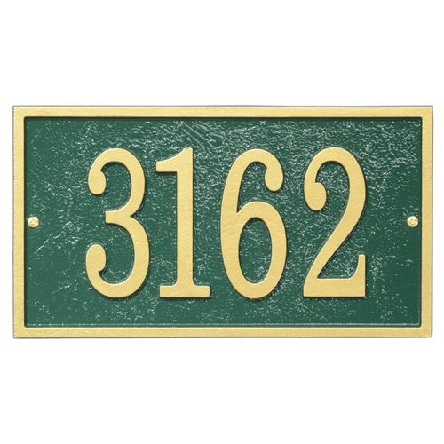 Fast & Easy Rectangle House Numbers Plaque Gold and Green