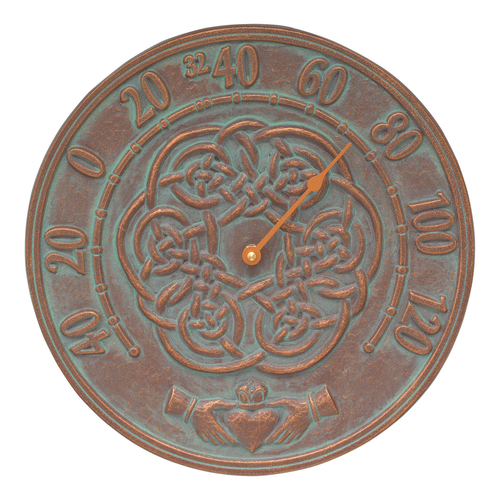 Celtic Knot Outdoor Thermometer Copper Verdigris