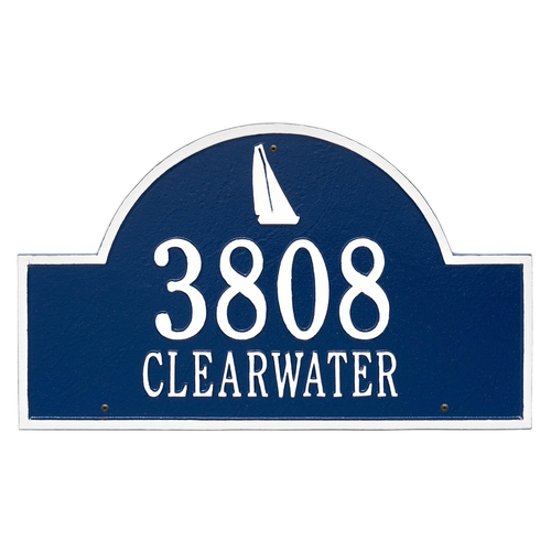 Personalized Sailboat Arch Plaque Blue & White