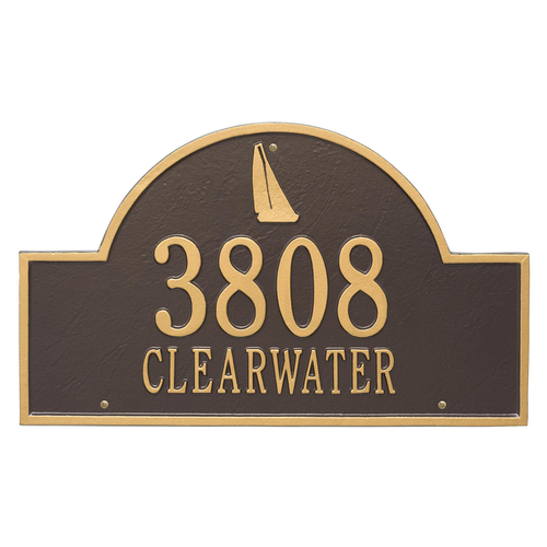Personalized Sailboat Arch Plaque Bronze & Gold