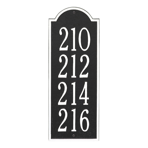New Bedford Medium Wall Plaque Holds up to 4 Lines of Text, Finished Black & White