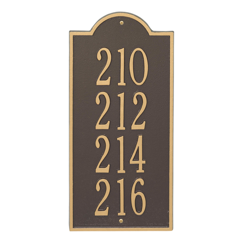 New Bedford Large Wall Plaque Holds up to 4 Lines of Text, Finished Bronze & Gold
