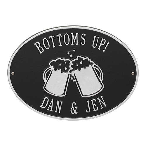Personalized Beer Mugs Plaque Black & Silver
