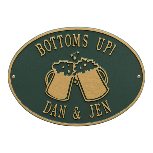 Personalized Beer Mugs Plaque Green & Gold