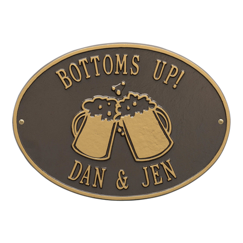 Personalized Beer Mugs Plaque Bronze & Gold
